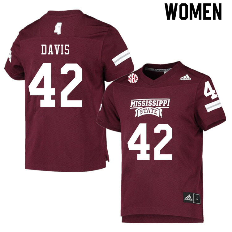 Women #42 Roman Davis Mississippi State Bulldogs College Football Jerseys Sale-Maroon